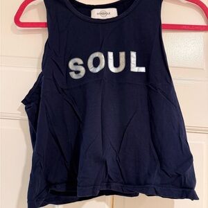 SoulCycle Kids Dark Blue Tank with Silver Print